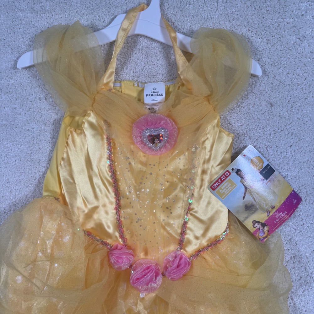 Disney Princess Belle Costume Dress Size S 4-6X Girls Beauty and the Beast